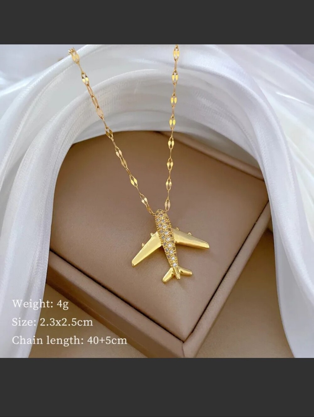 Gold Airplane Pendant Necklace stainless steel - Elegant Women's Jewelry Stain